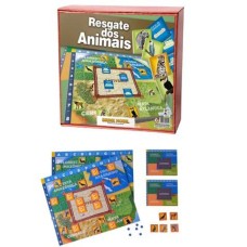 JOGO DE TABULEIRO RESGATE DE ANIMAIS COM 204 PEÇAS